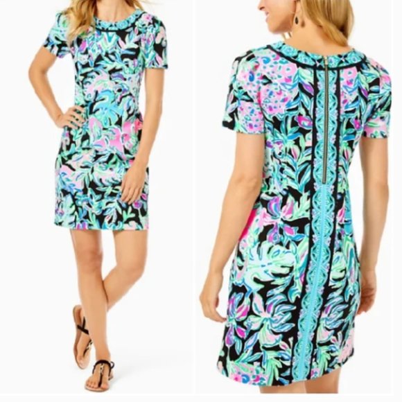 Lilly Pulitzer Tamaya Short Sleeve Dress in Onyx Let’s Get Wild Engineered L NWT - Picture 1 of 4